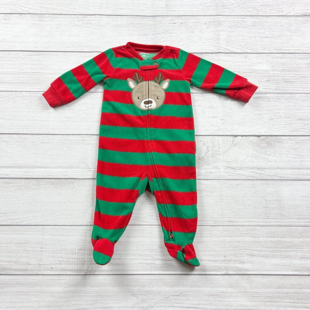 Carter’s Fleece Striped Reindeer Pajamas